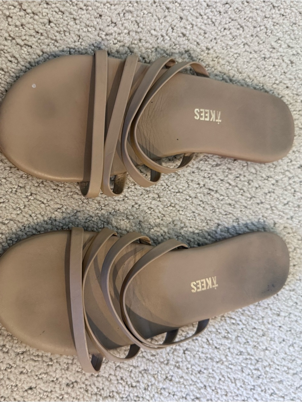 TKEES Strappy Slide Sandals in Taupe